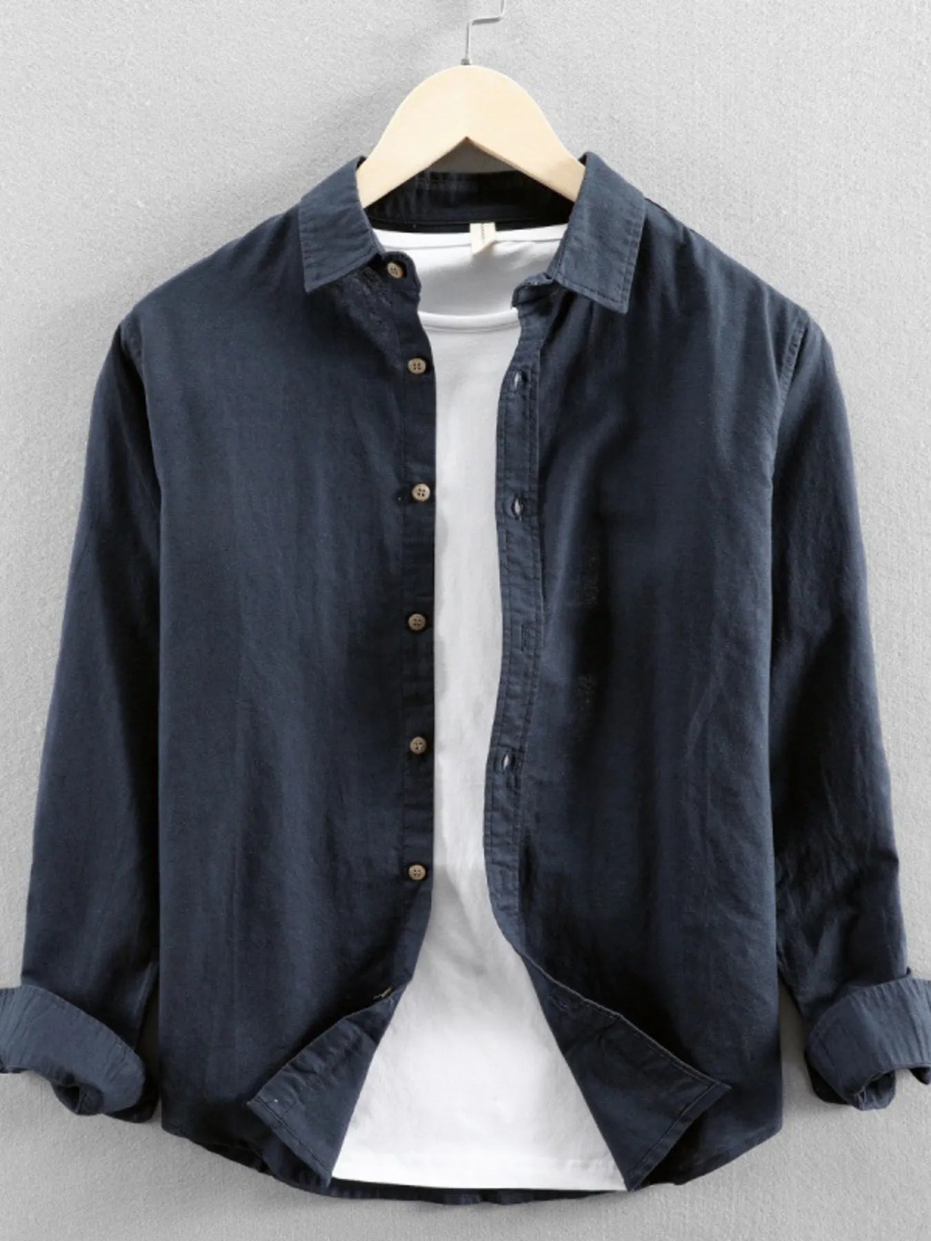 Men's Plus Size Button Up Long Sleeve Shirt - cas7m
