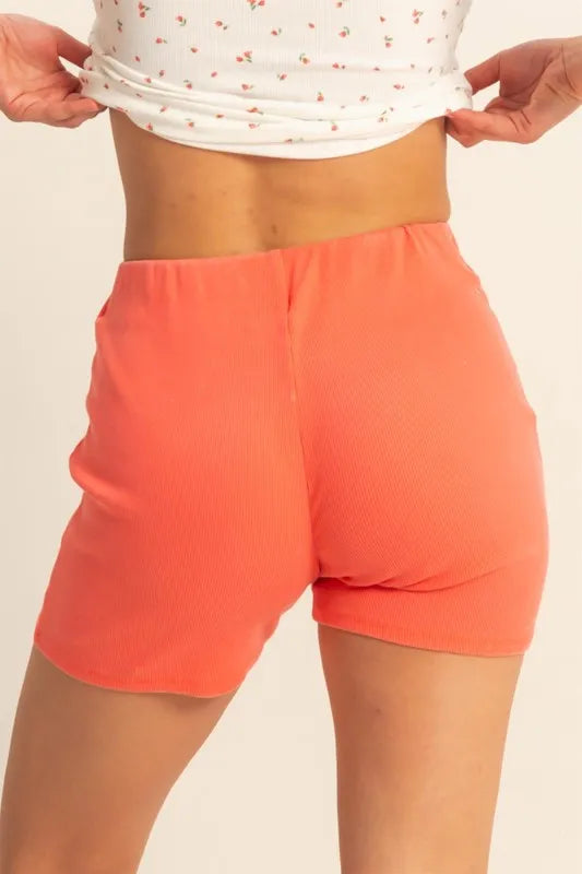 HYFVE High Waist Ribbed Fitted Biker Shorts - cas7m