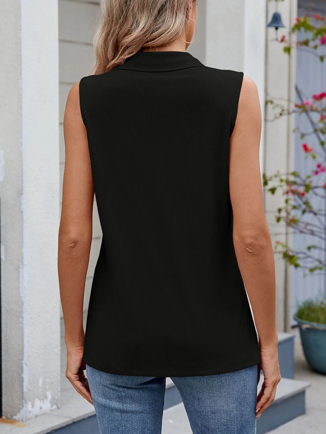 Quarter Zip Collared Tank - cas7m