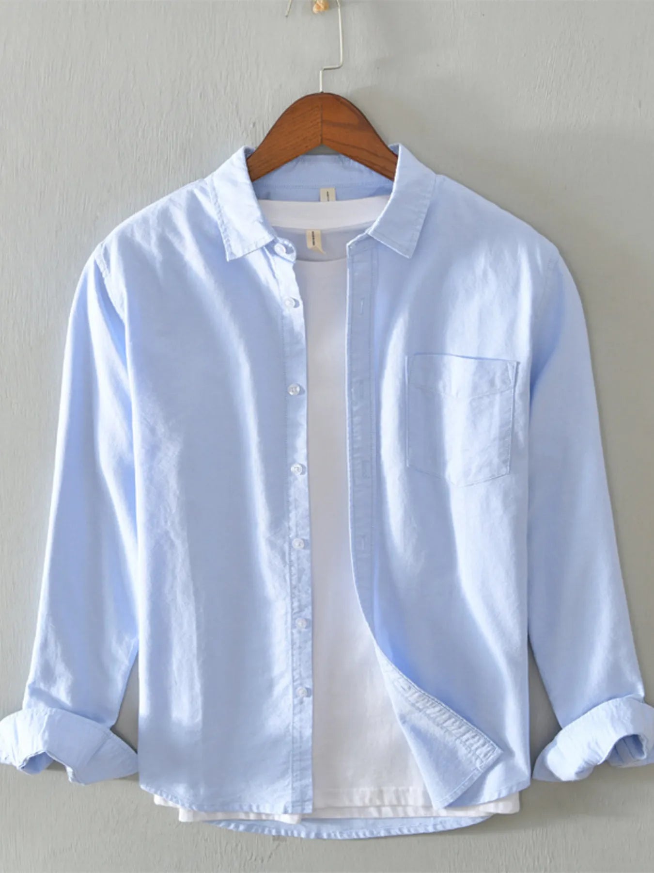 Men's Plus Size Button Up Long Sleeve Shirt - cas7m