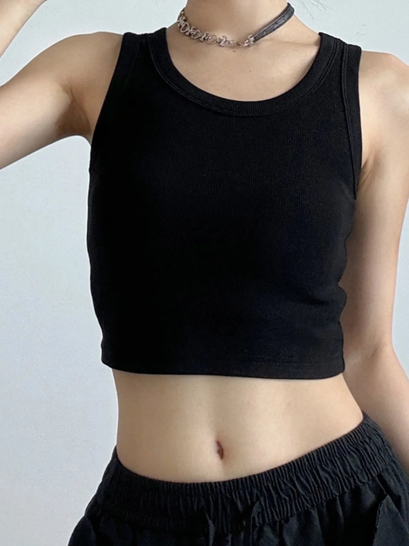 Ribbed Crop Tank Top - cas7m