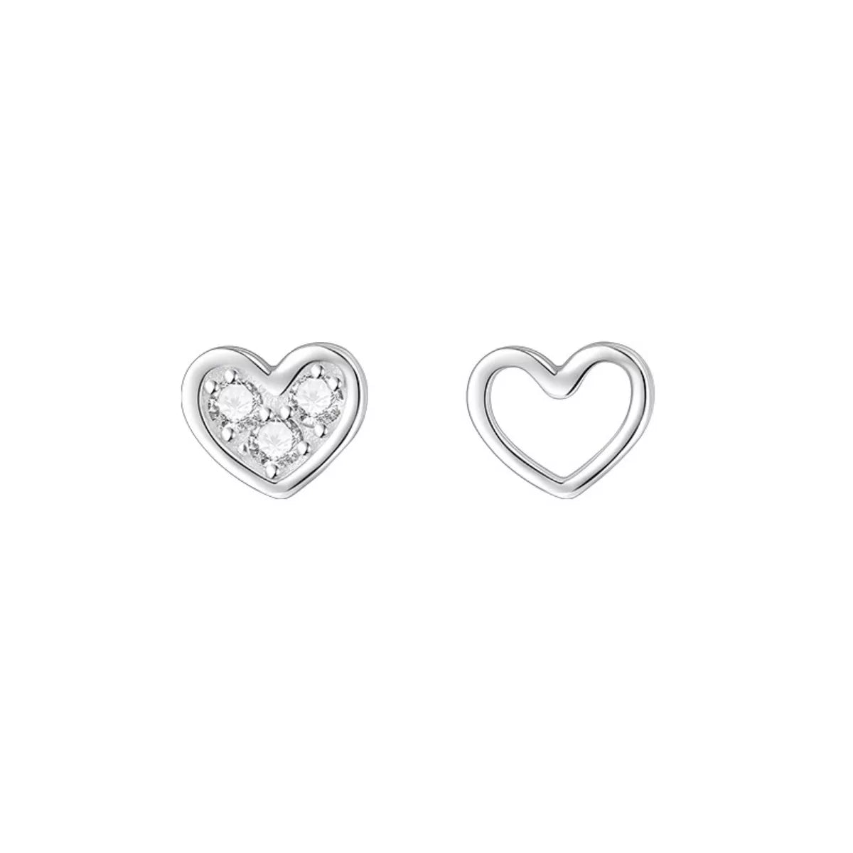 925 Sterling Silver Heart Stud Earrings - cas7m
