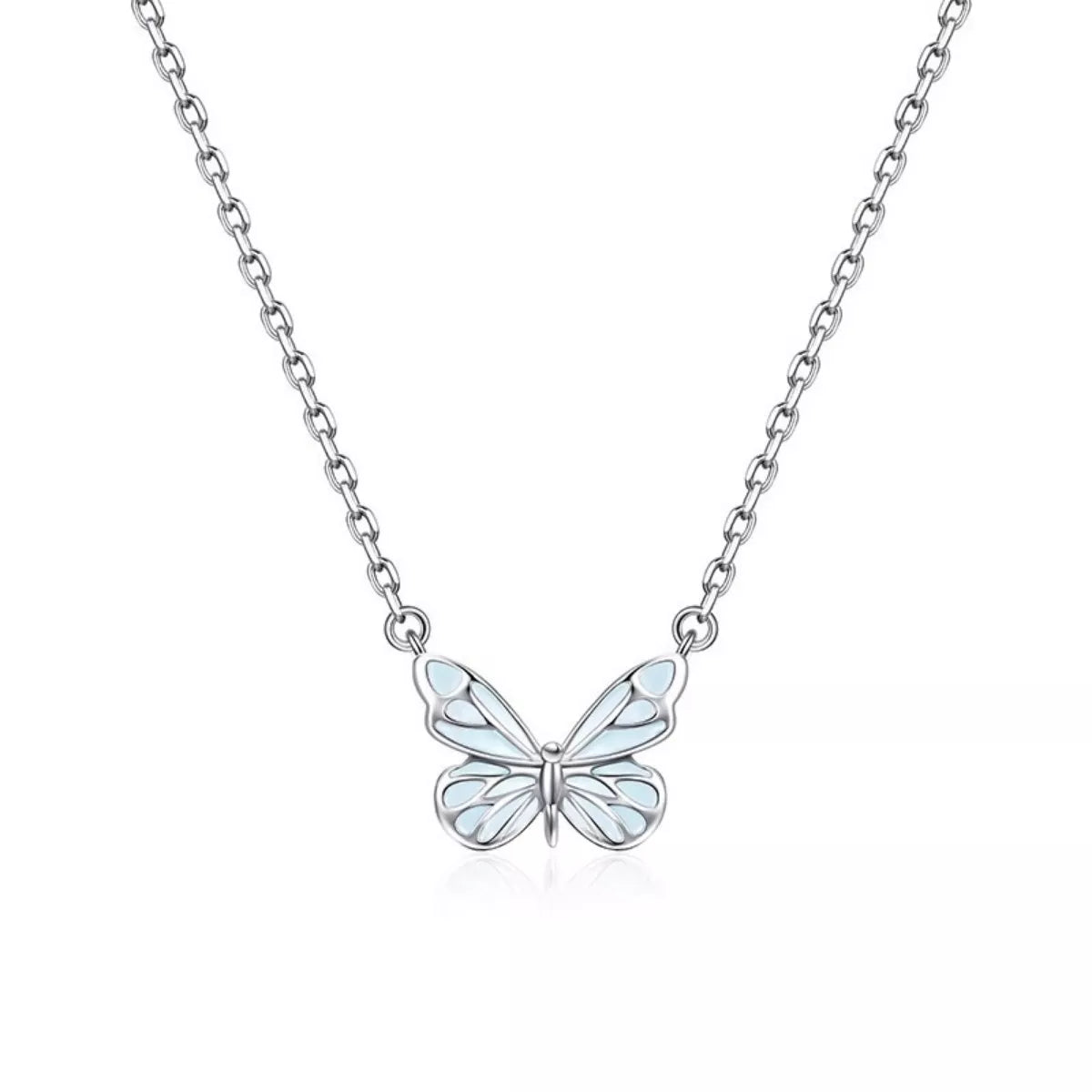 925 Sterling Silver Butterfly Necklace - cas7m