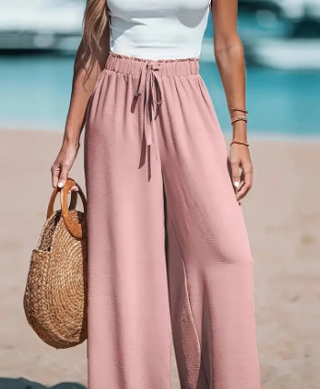 Women's Drawstring Loose Casual Wide-leg Trousers - cas7m