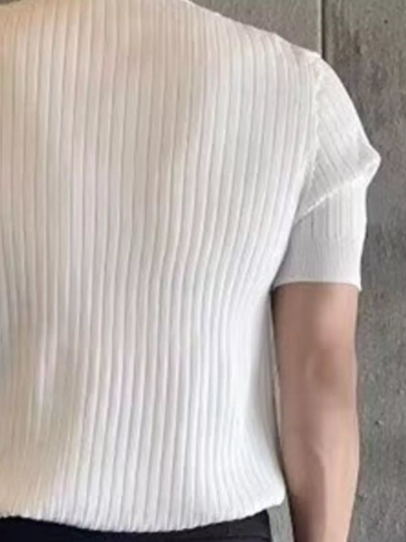 Men's Plus Size Ribbed Knit Short Sleeve Top - cas7m