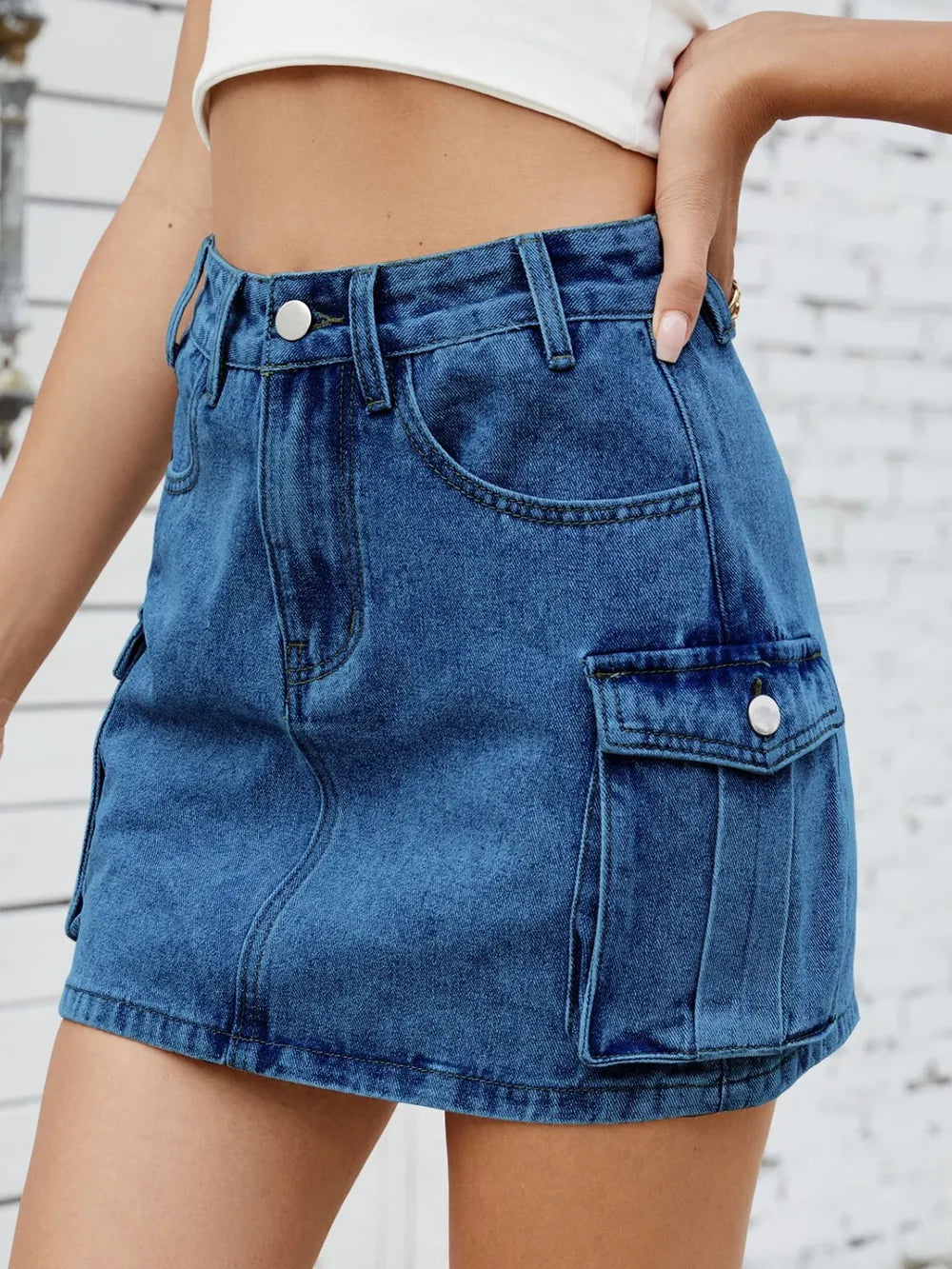Cargo Denim Skirt - cas7m