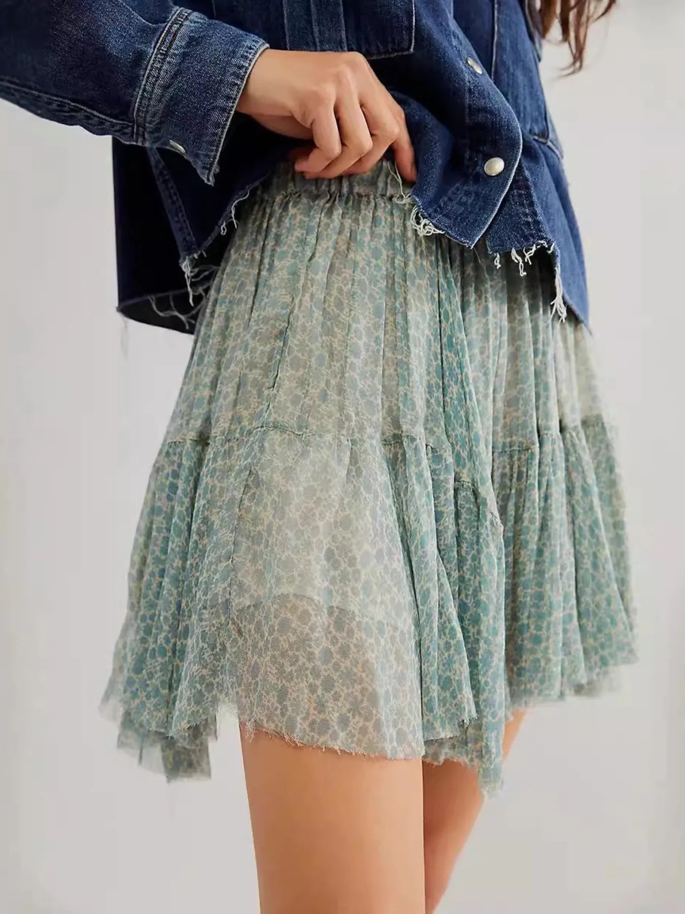 Floral Print Mini Skirt - cas7m