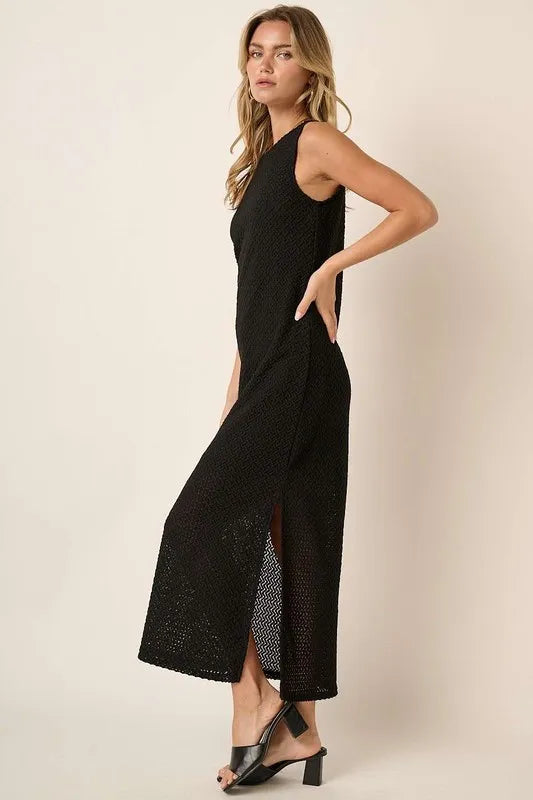 Mittoshop Side Slit Round Neck Sleeveless Dress - cas7m