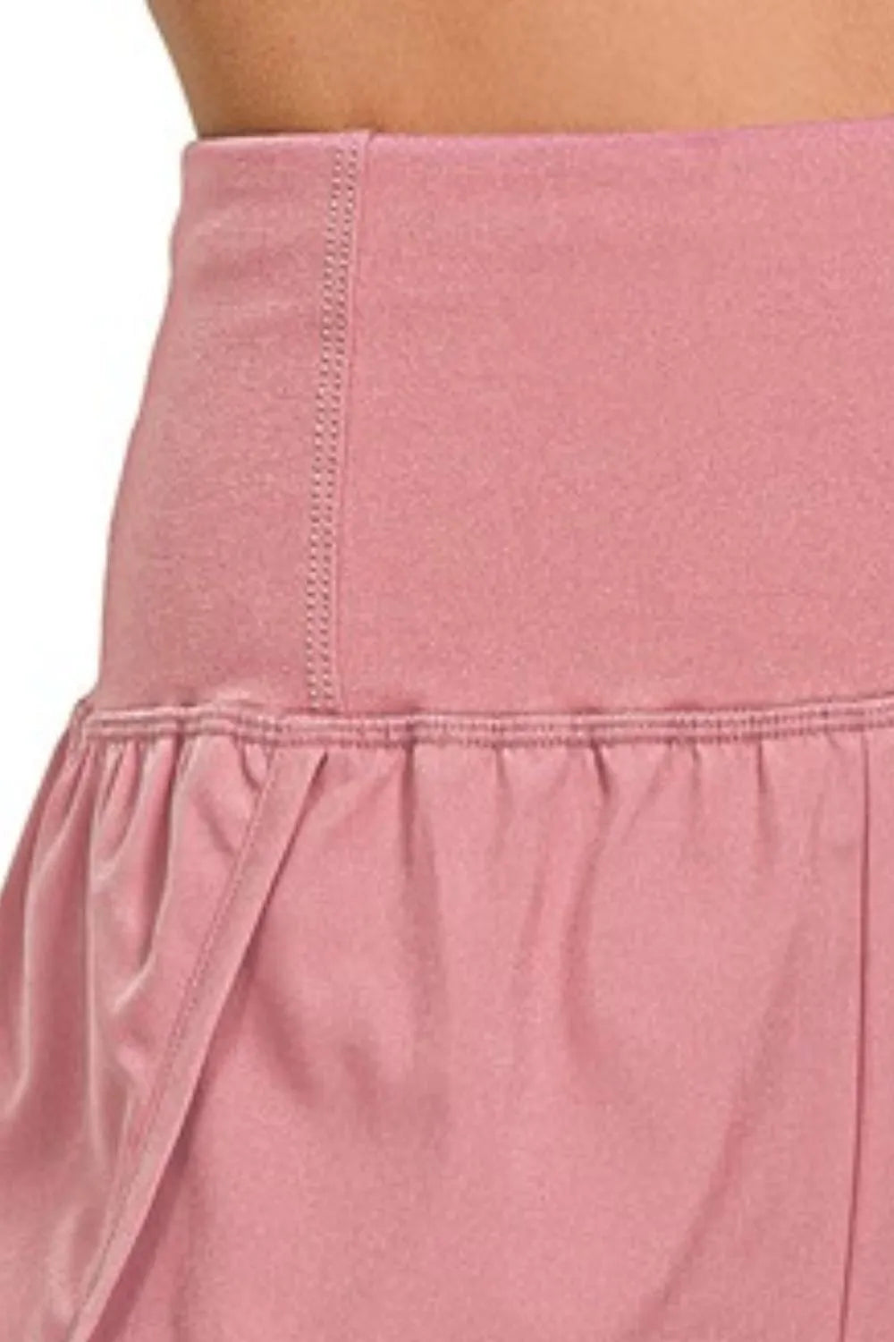 Zenana High Waisted Zippered Back Pocket Running Shorts - cas7m