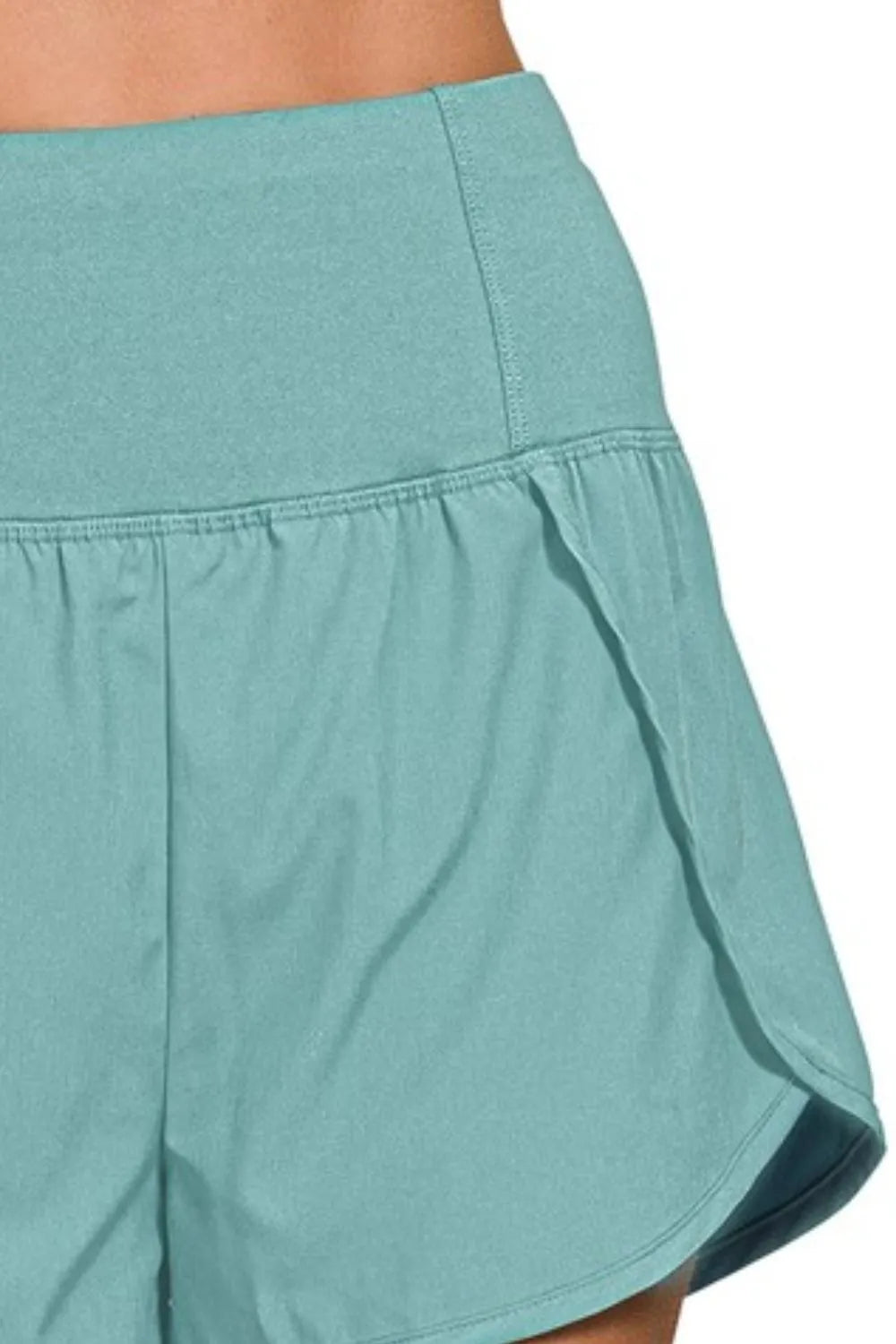 Zenana High Waisted Zippered Back Pocket Running Shorts - cas7m