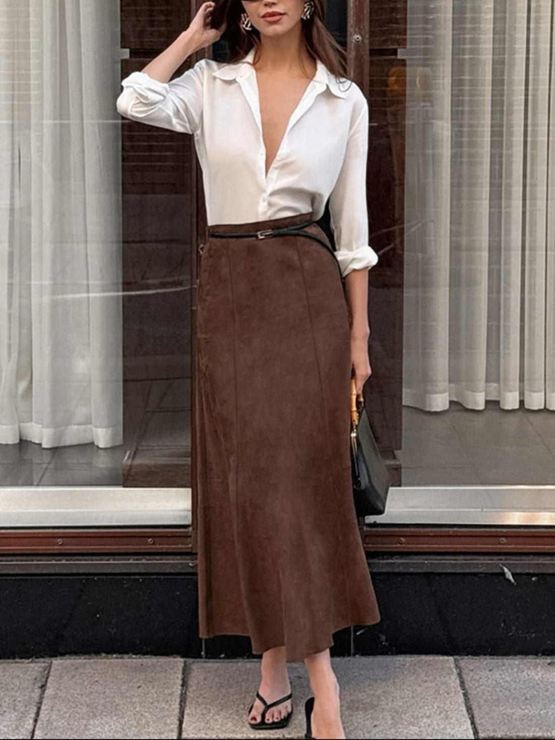 Suede Midi Skirt - cas7m
