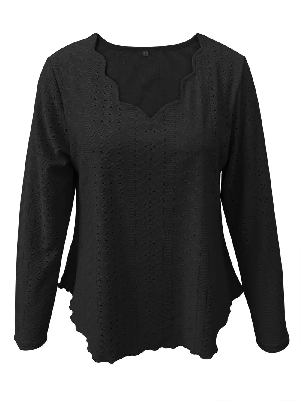 Eyelet Long Sleeve Blouse - cas7m