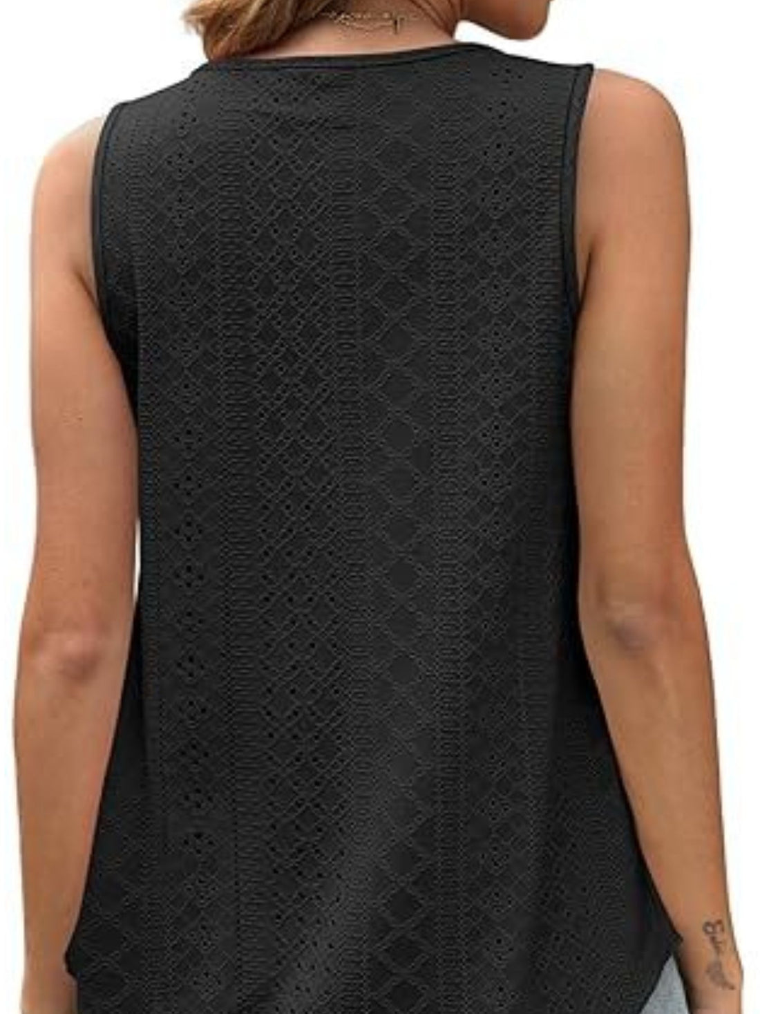 Eyelet Scoop Neck Tank - cas7m
