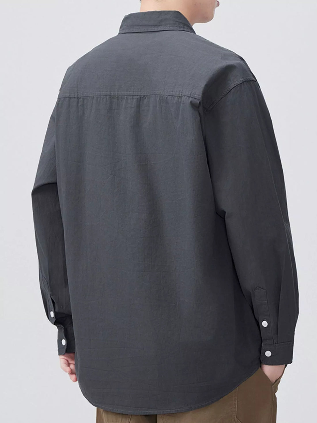 Men's Plus Size Button Up Long Sleeve Shirt - cas7m