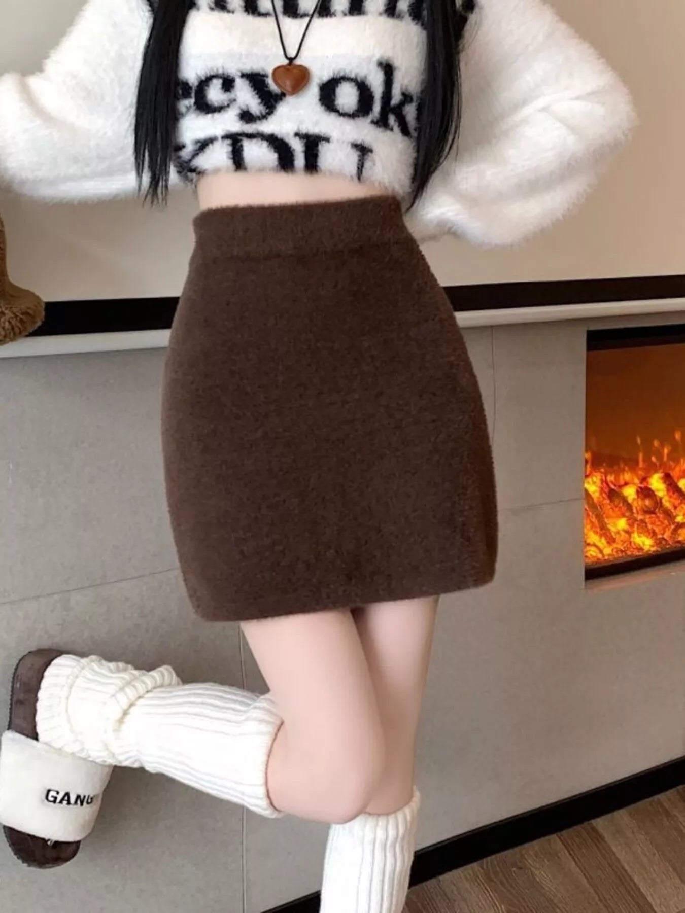 Plush Knit Mini Skirt - cas7m