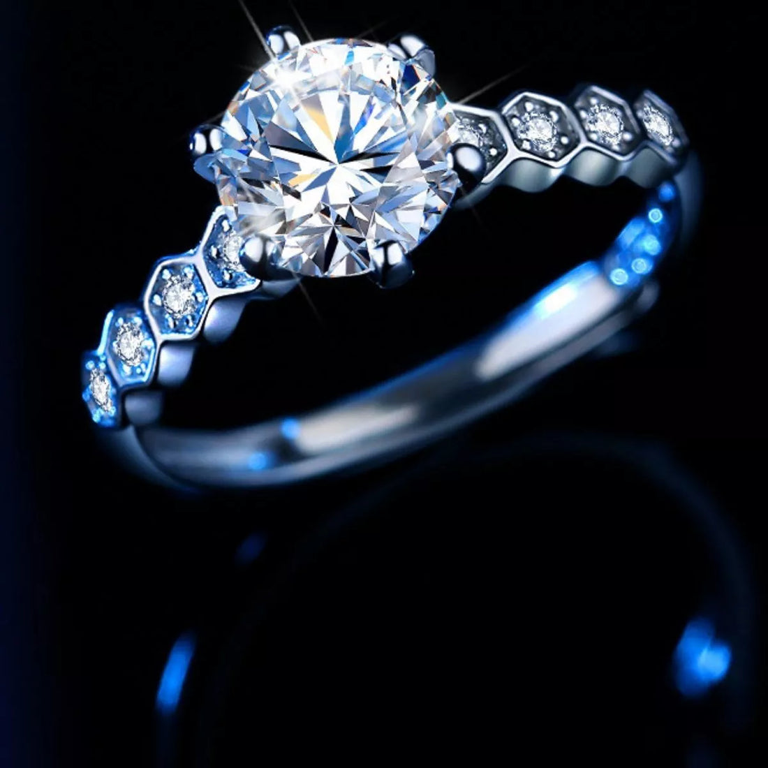 Brilliant 1ct Moissanite Solitaire Ring in 925 Sterling Silver - cas7m