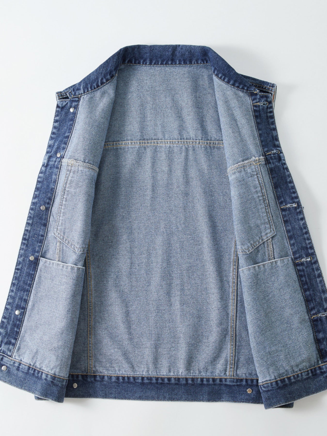 Men's Plus Size Vintage Washed Denim Vest - cas7m