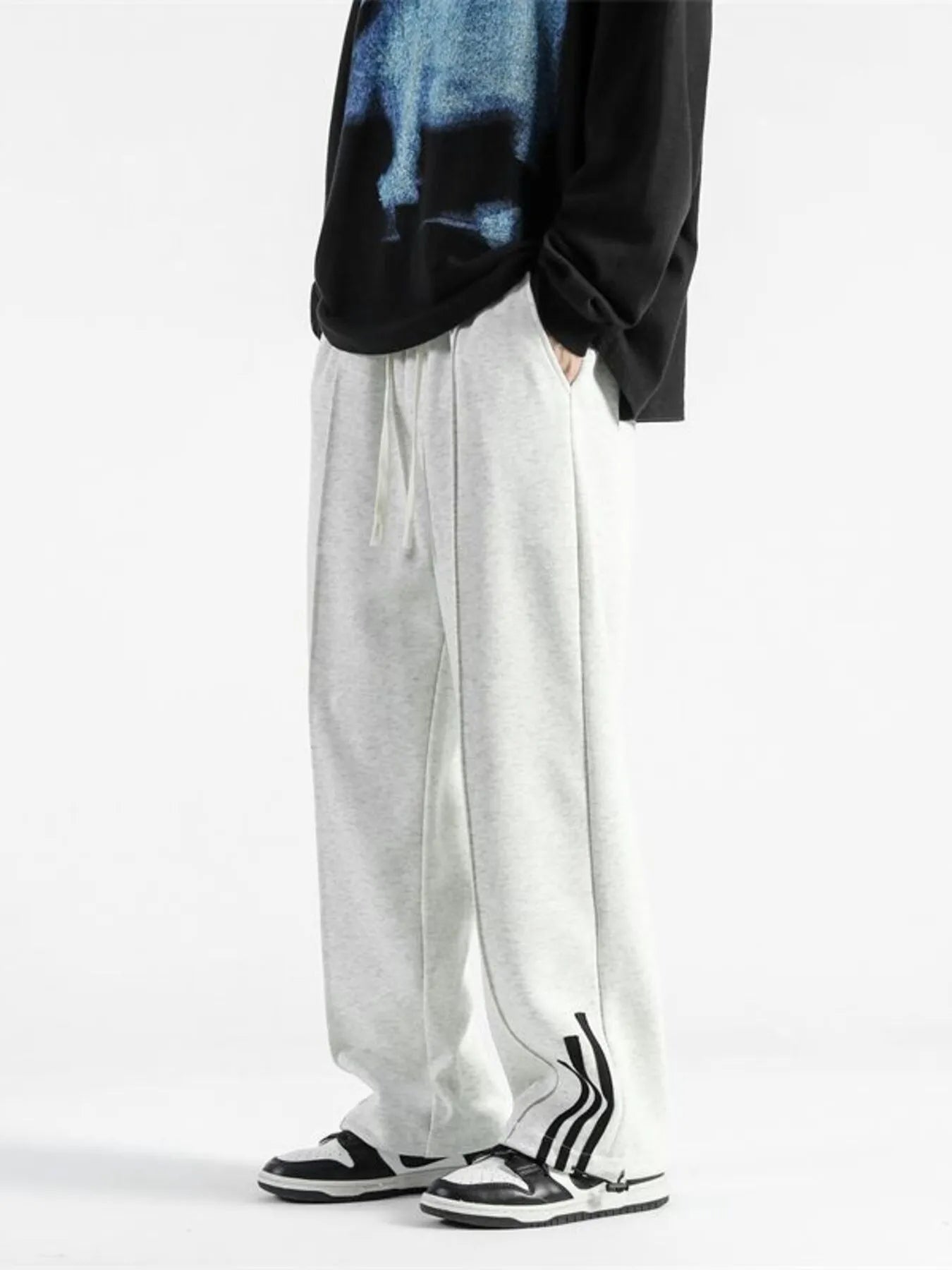 Men's Plus Size Drawstring Wide Leg Sweatpants - cas7m