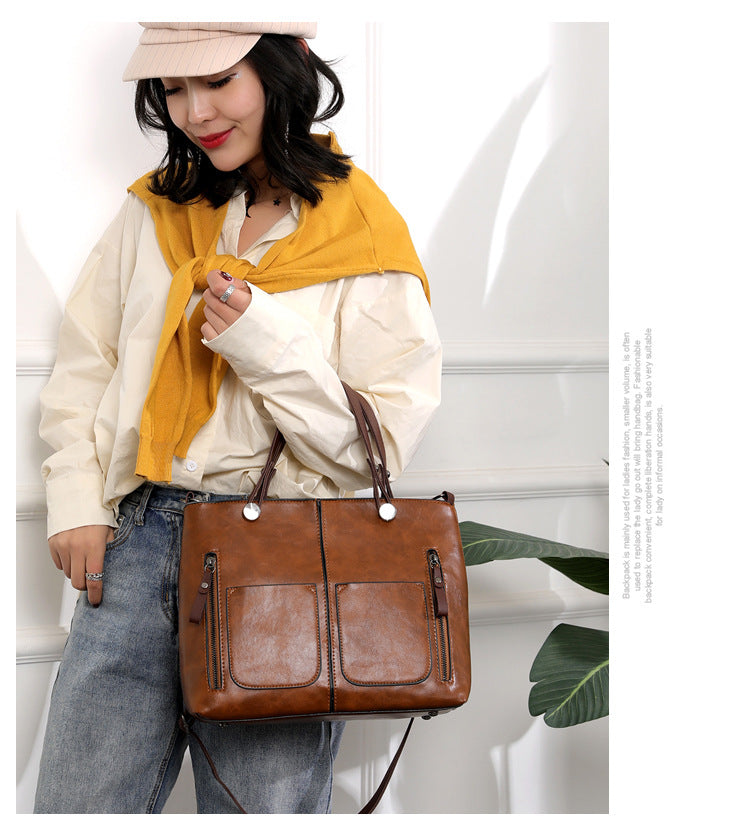 Retro Large-capacity Handbags Simple Crossbody Shoulder Bags For Women - cas7m