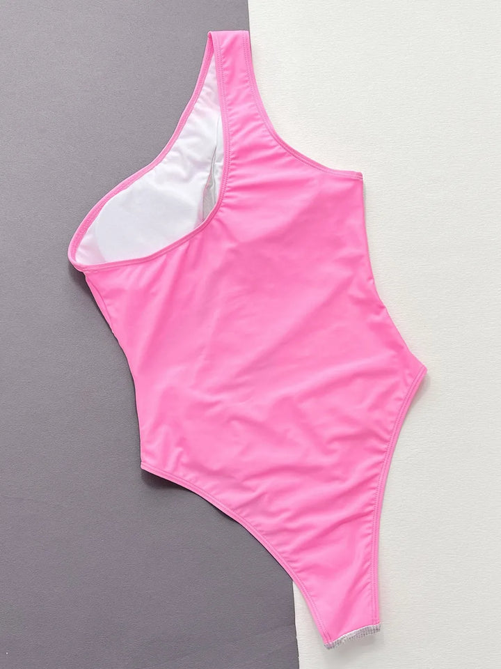 Contrast Panel One-Piece Swimsuit - cas7m