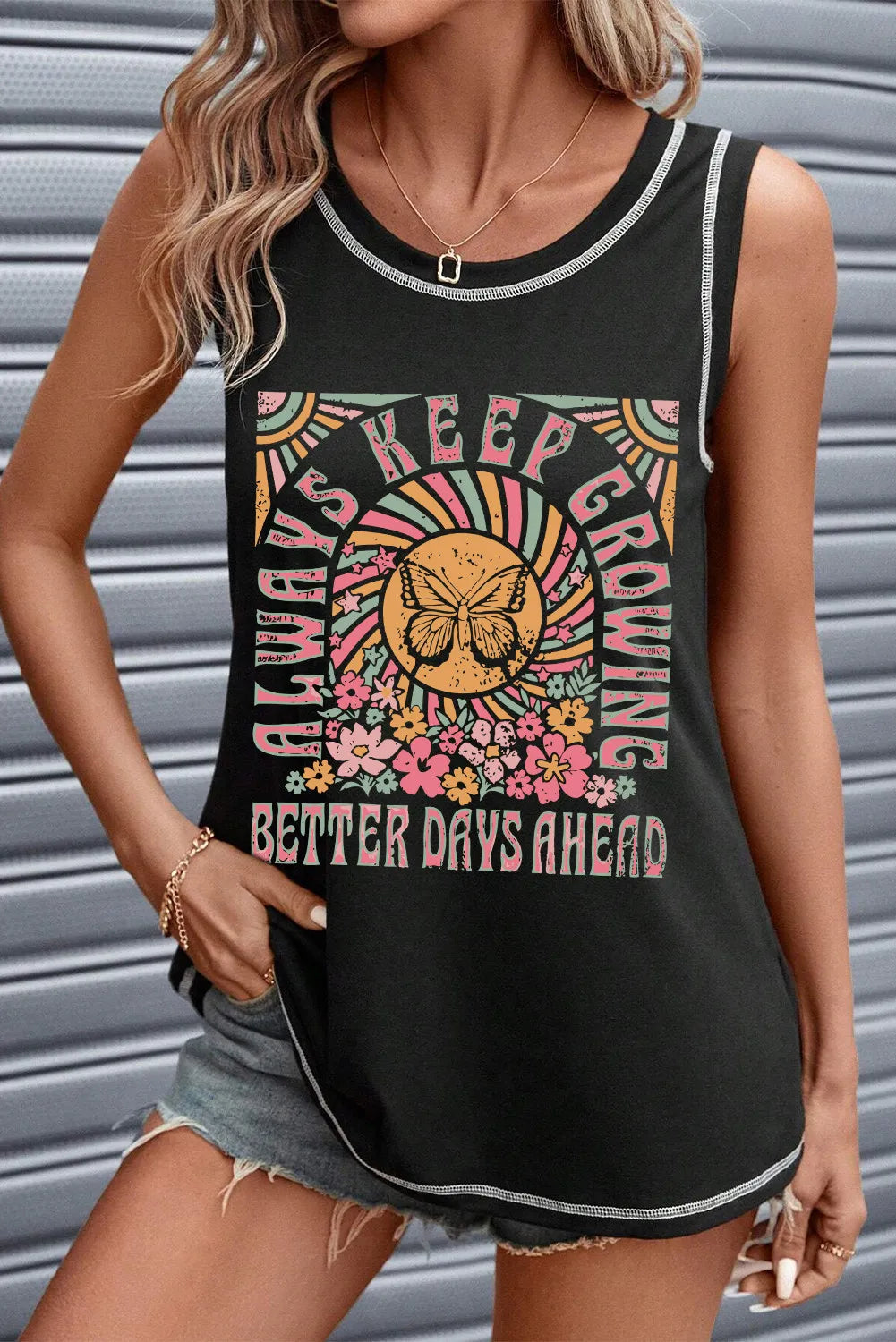 Graphic Round Neck Tank - cas7m