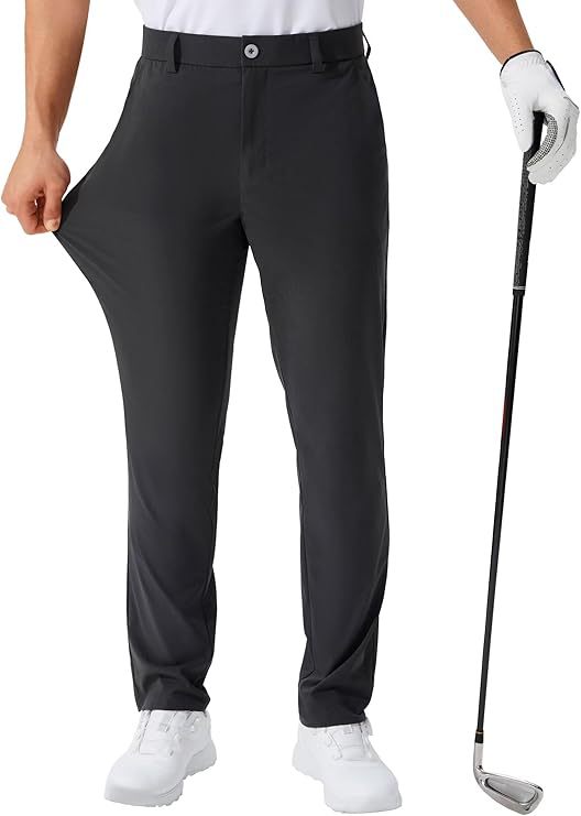 Stretch Solid Color Golf Men's Dress Trousers Long Pants - cas7m