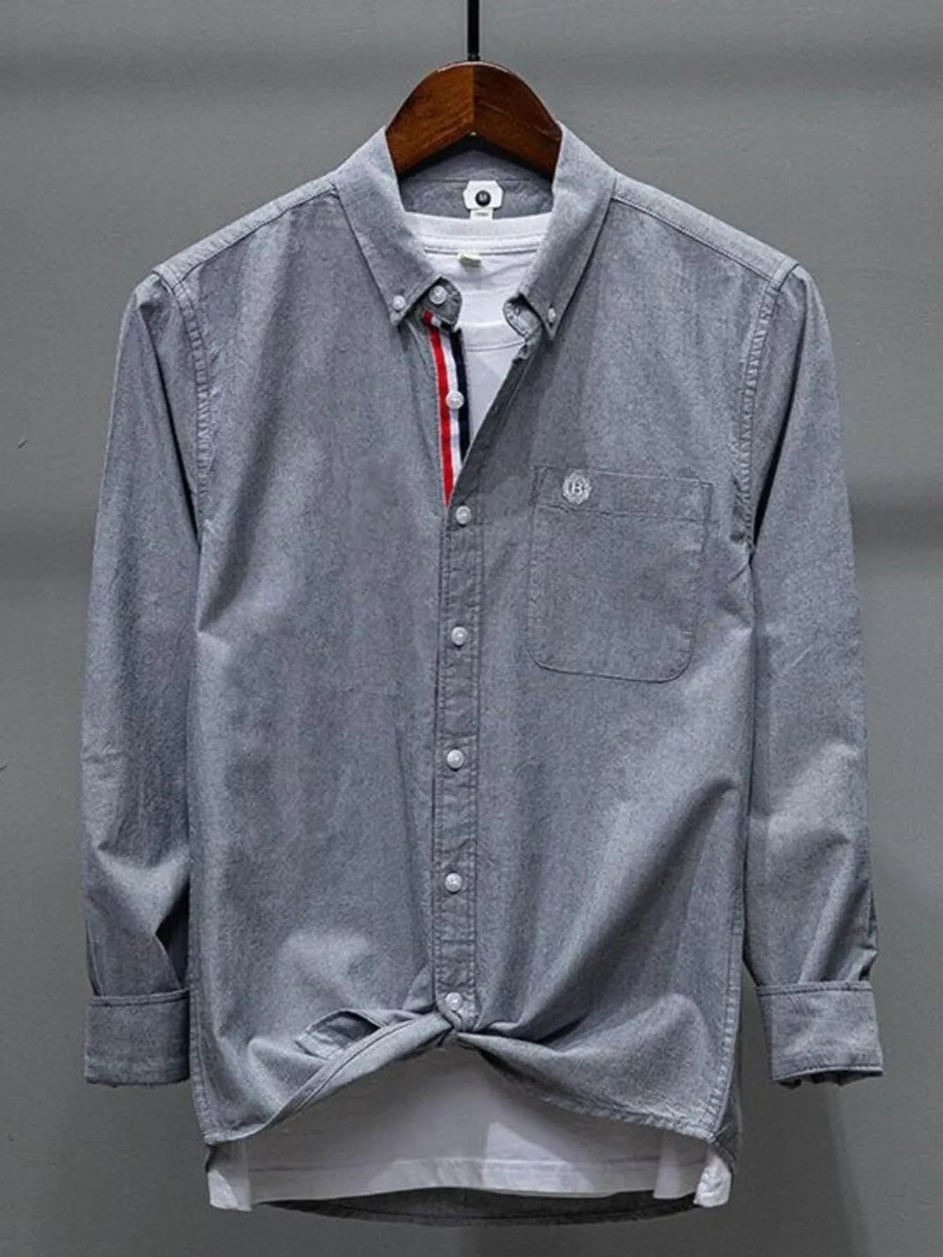 Men's Plus Size Button Up Long Sleeve Shirt - cas7m