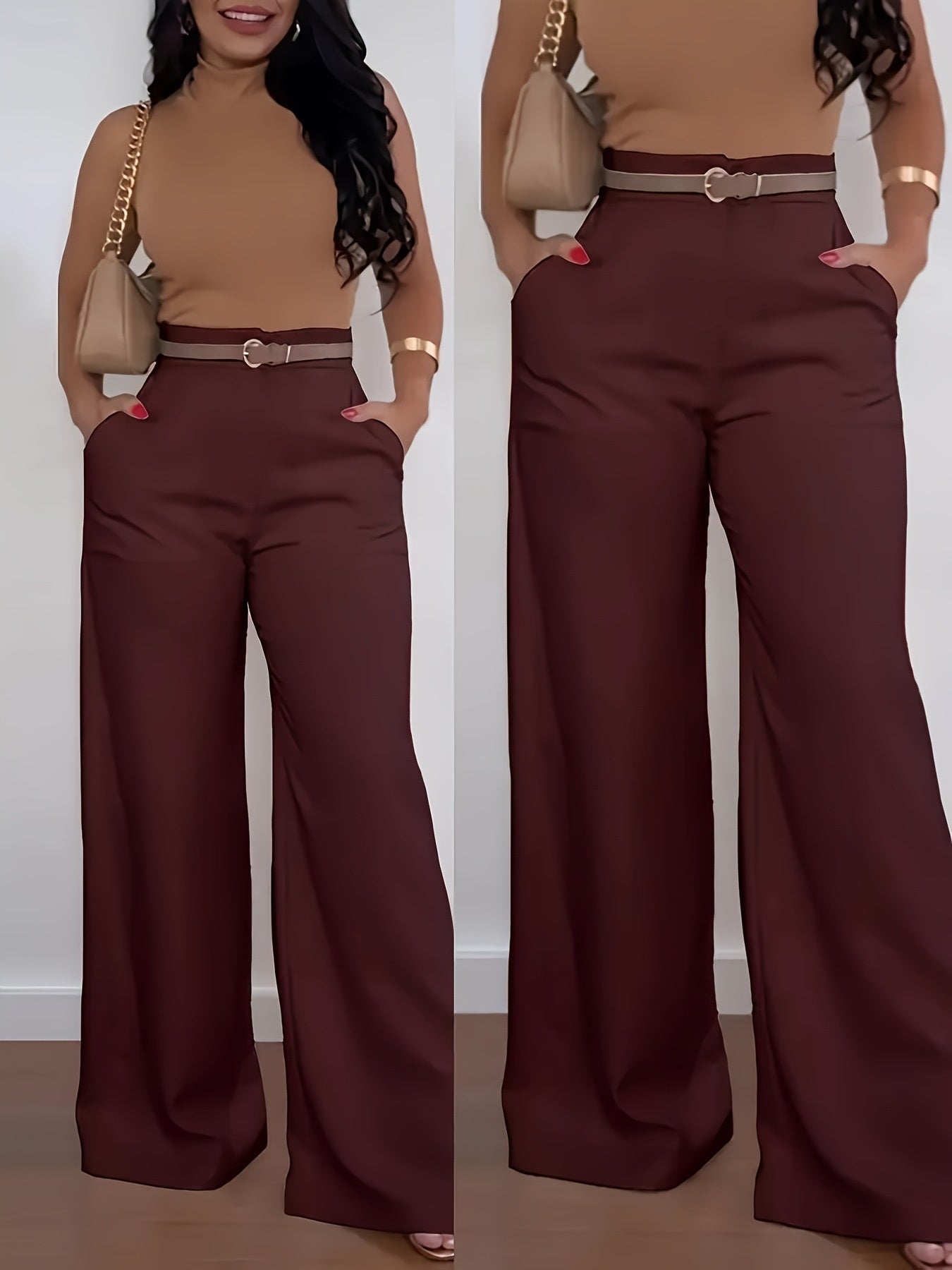 Solid Color BASIC Versatile Casual Flared Pants - cas7m