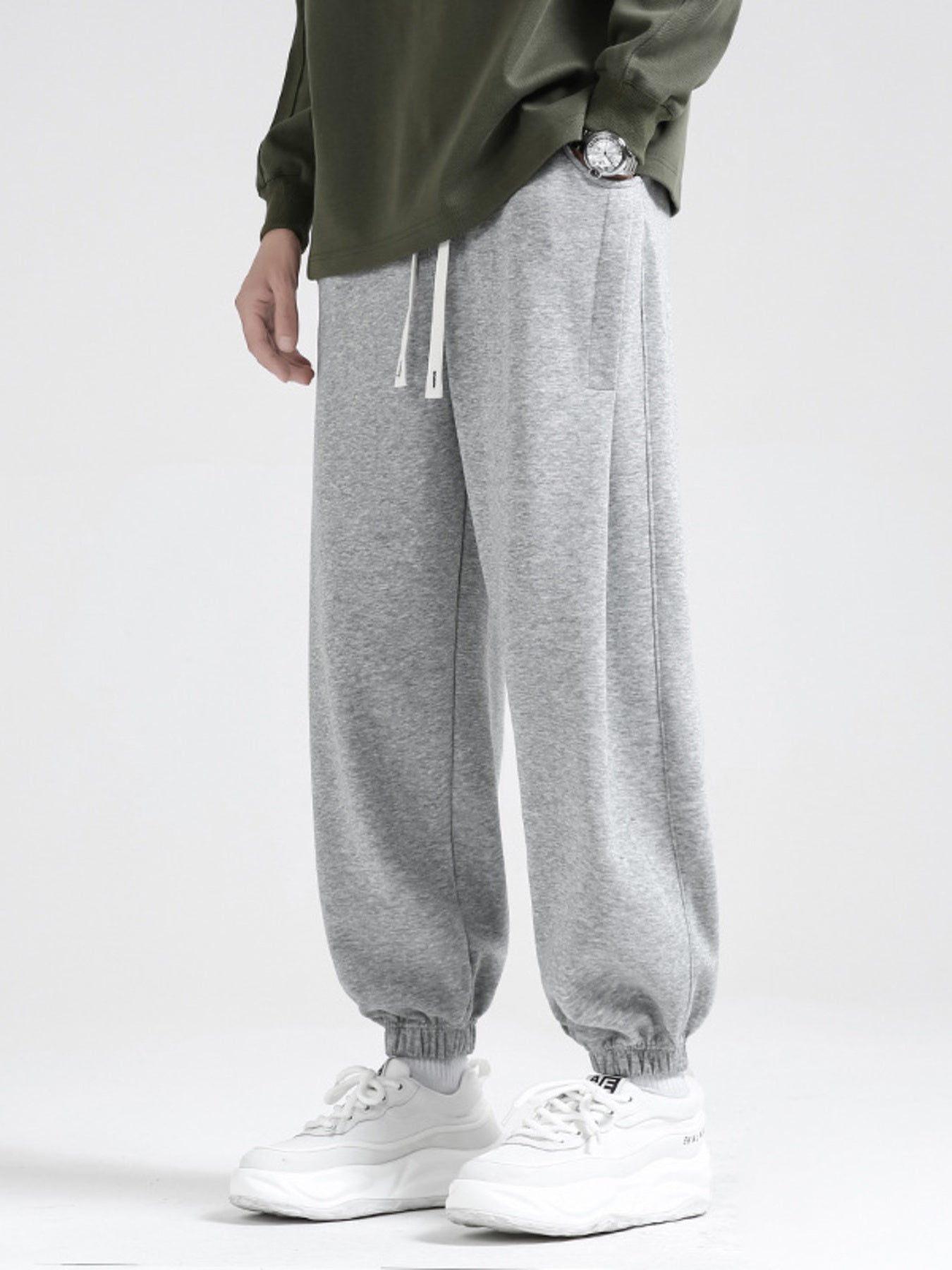 Men's Plus Size Drawstring Loose Fit Joggers - cas7m