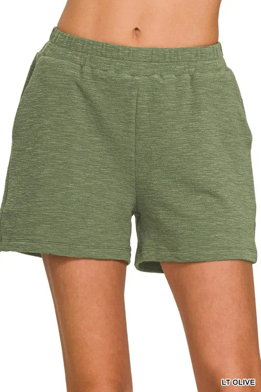 Zenana Cotton Slub Shorts - cas7m