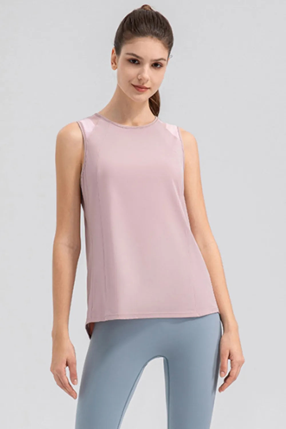 Round Neck Wide strap Active Tank - cas7m