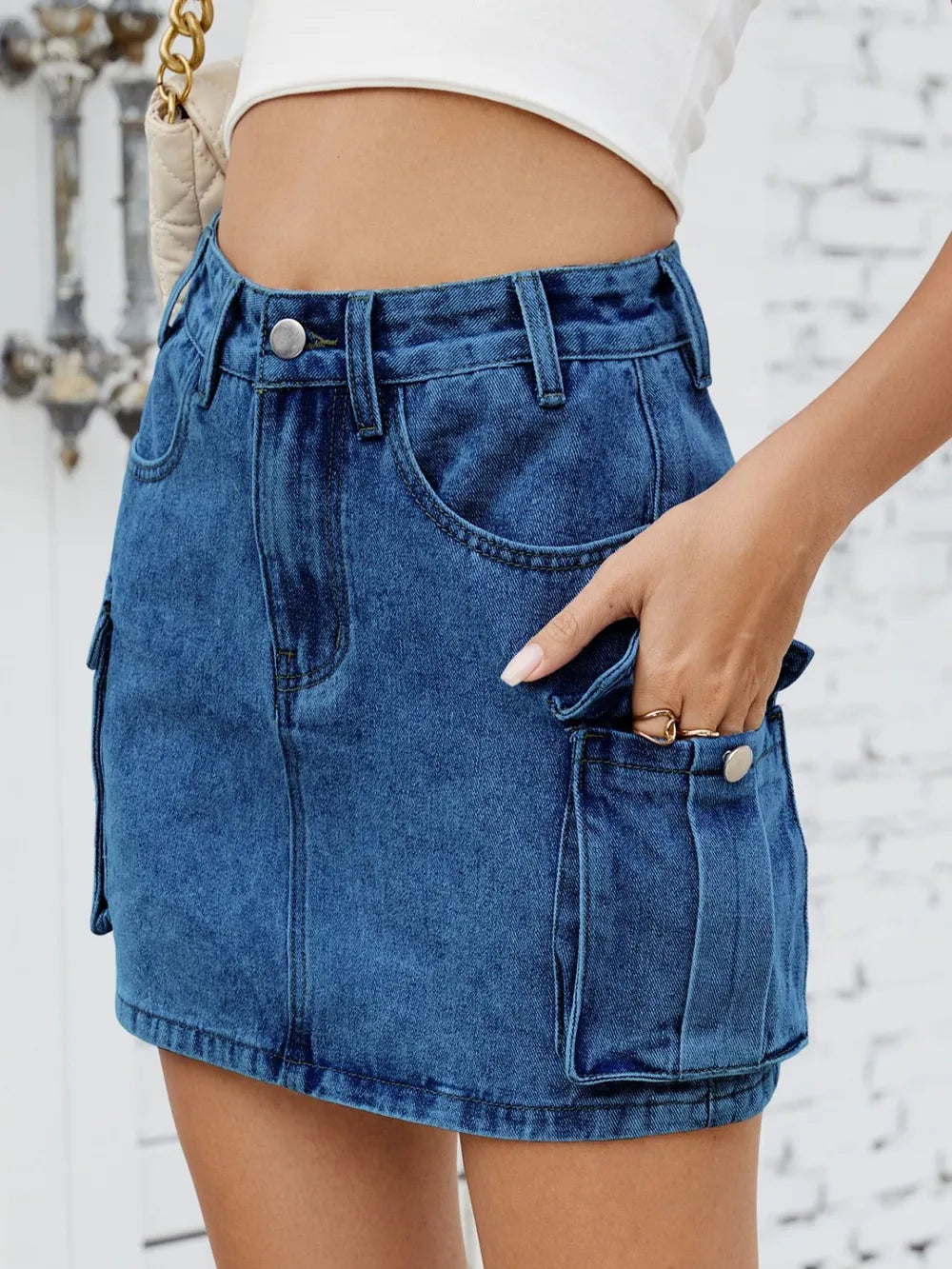 Cargo Denim Skirt - cas7m