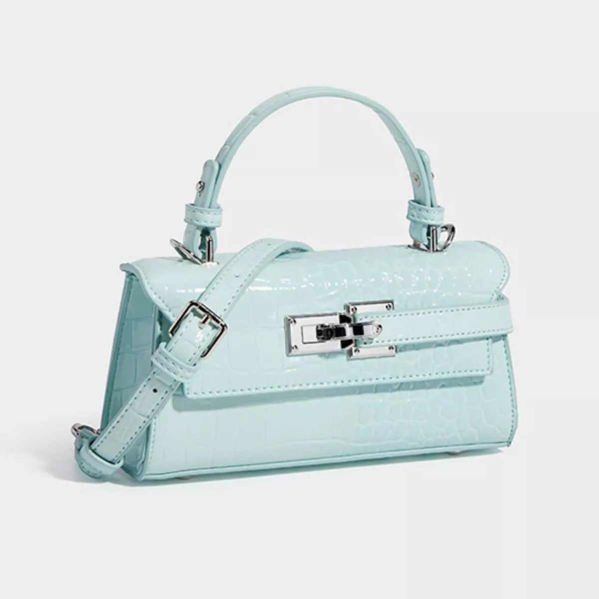Crocodile Embossed Top Handle Crossbody Bag - cas7m