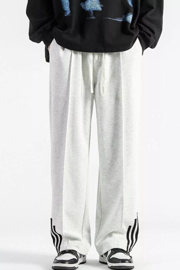 Men's Plus Size Casual Loose Fit Sweatpants with Striped Detail - cas7m
