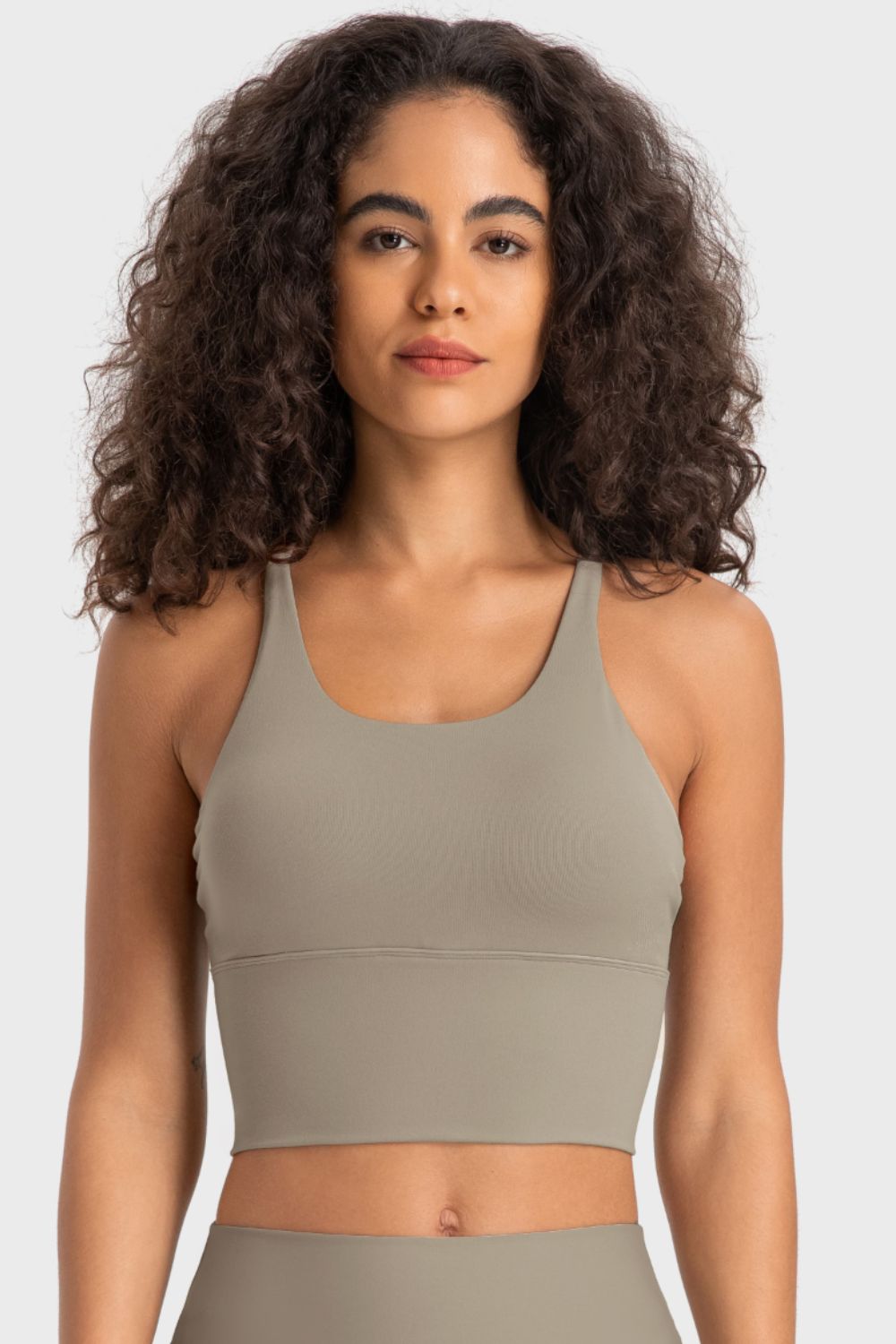 Sporty Yoga Cutout Crisscross Top with Removable Padding - cas7m