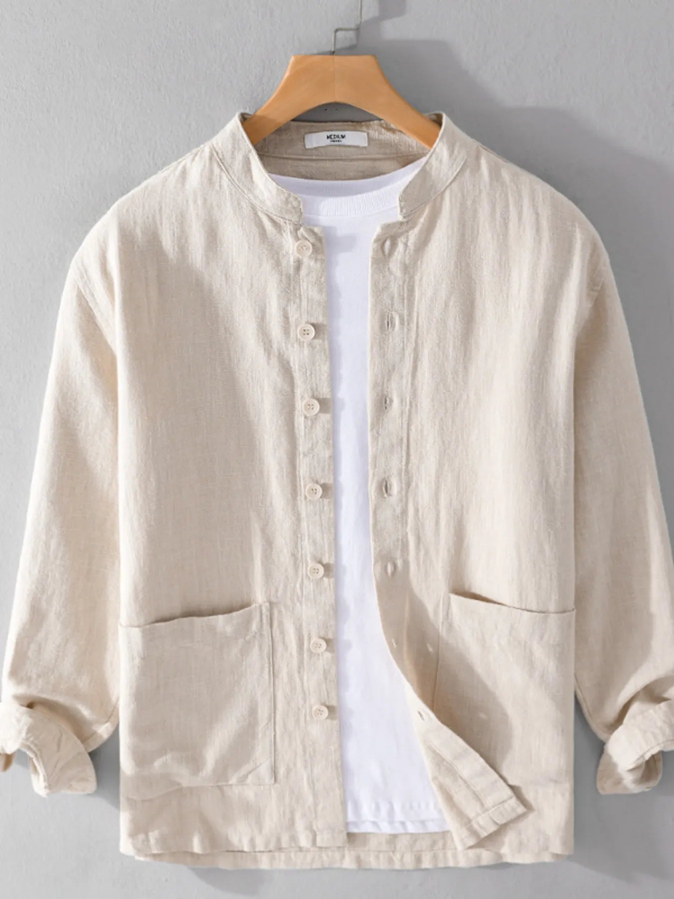 Men's Plus Size Button Up Long Sleeve Shirt - cas7m