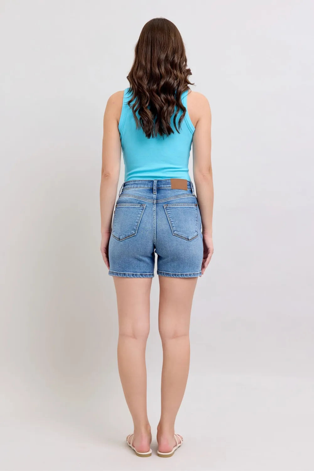 Judy Blue Full Size 2 Button Denim Shorts with Pockets Plus Size - cas7m