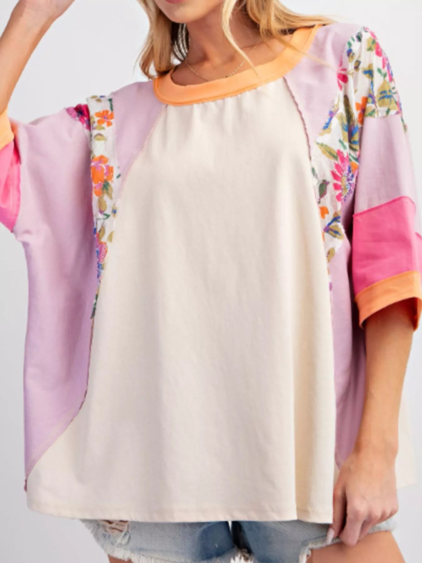 Striped Floral Long Sleeve T-Shirt - cas7m