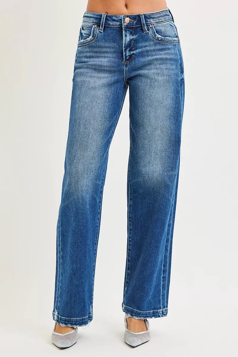 RISEN Full Size Slouchy Baggy Jeans Pocket Side Seam Detail Plus Size - cas7m