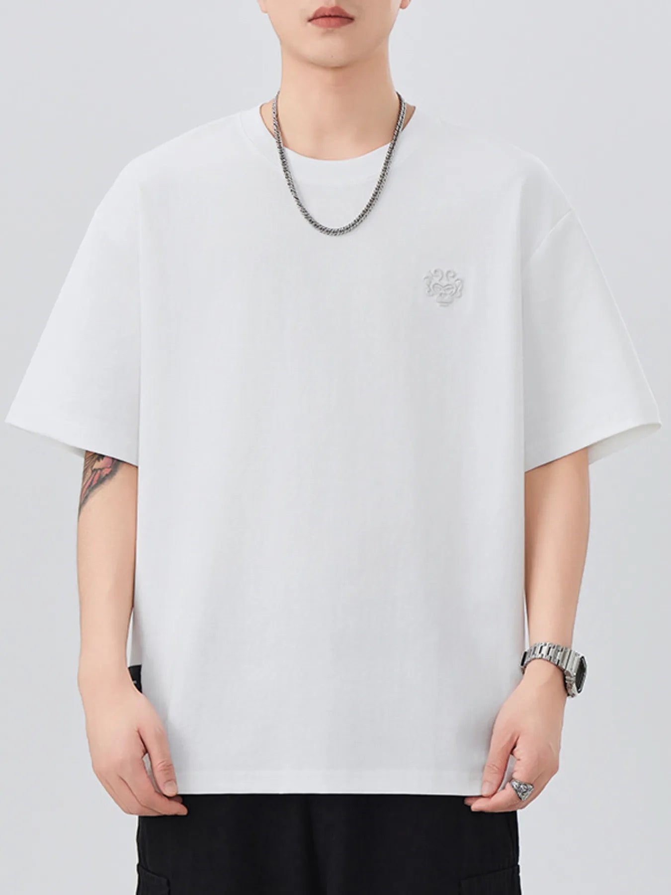 Men's Plus Size Round Neck Short Sleeve T-Shirt - cas7m