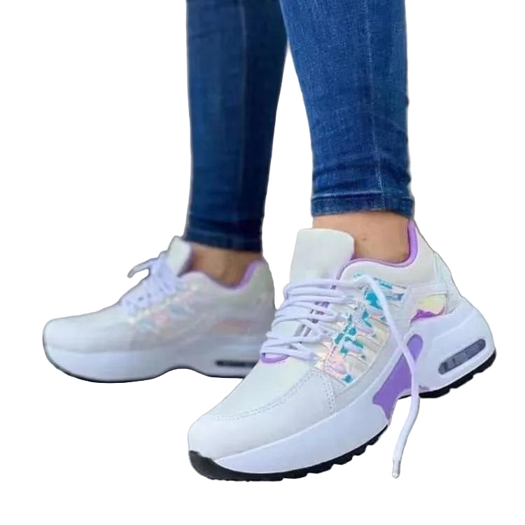 Lace Up Sneakers Women Wedge Heel Running Sports Shoes - cas7m