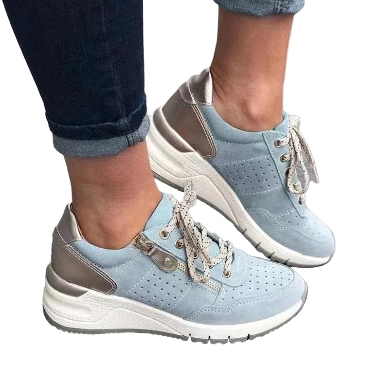 Fashion Lace-up Sneakers Women Cozy Tinck-soled Sports Shoes - cas7m