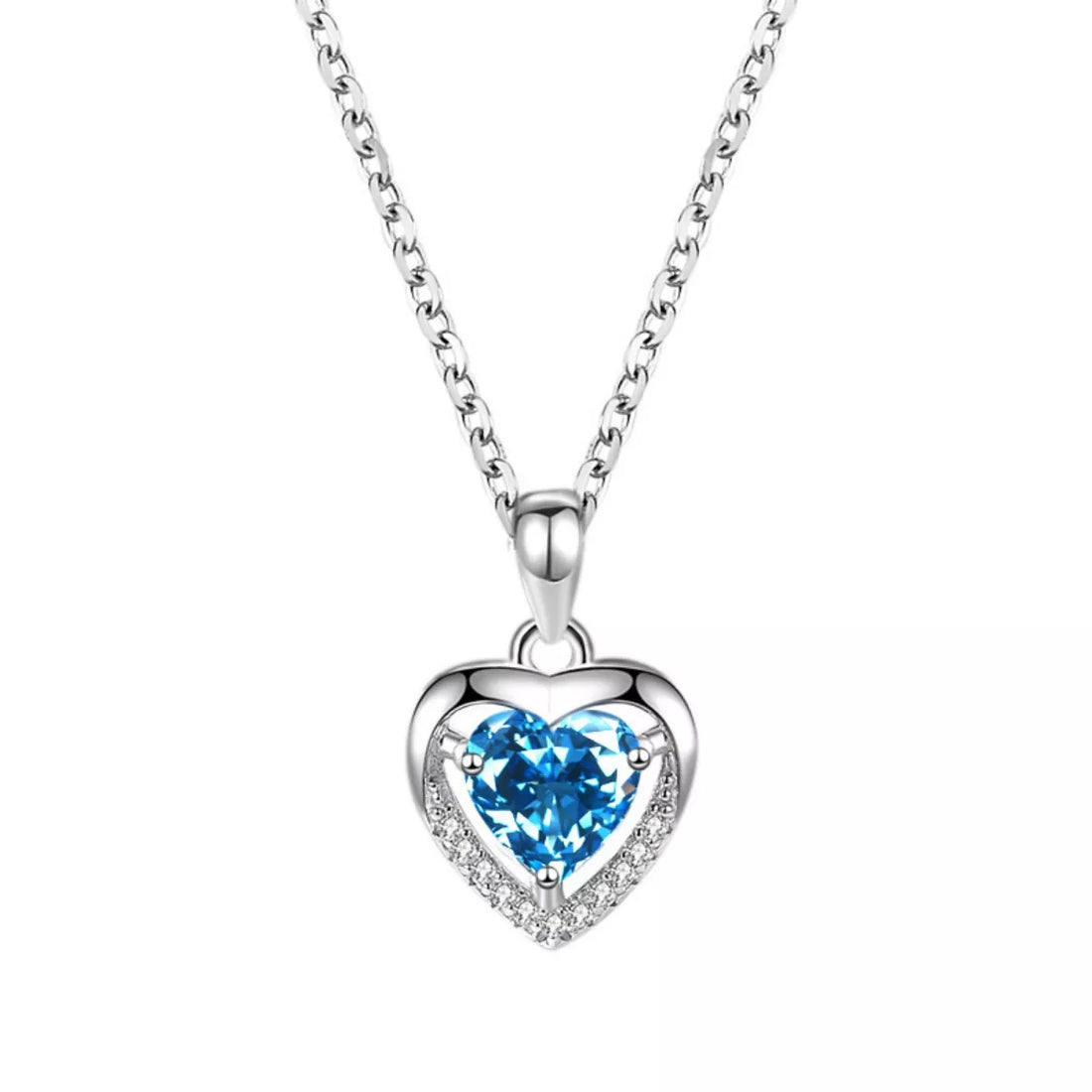 925 Sterling Silver Zircon Heart Necklace - cas7m