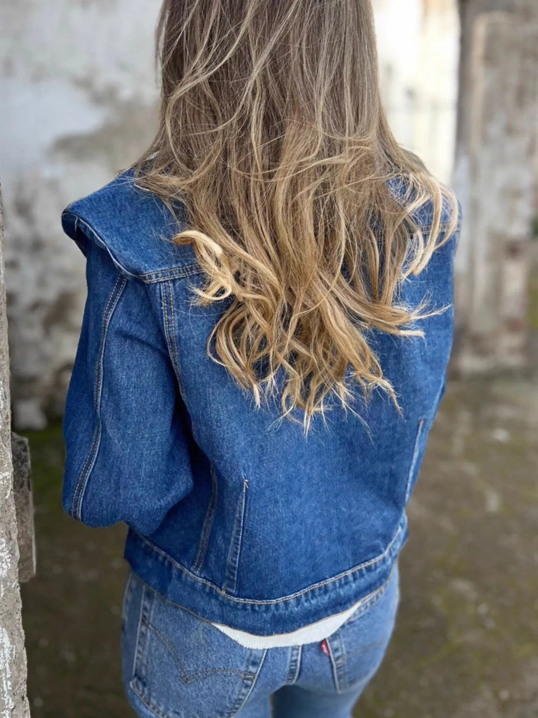 Plus Size Button Up Chest Pockets Denim Jacket - cas7m