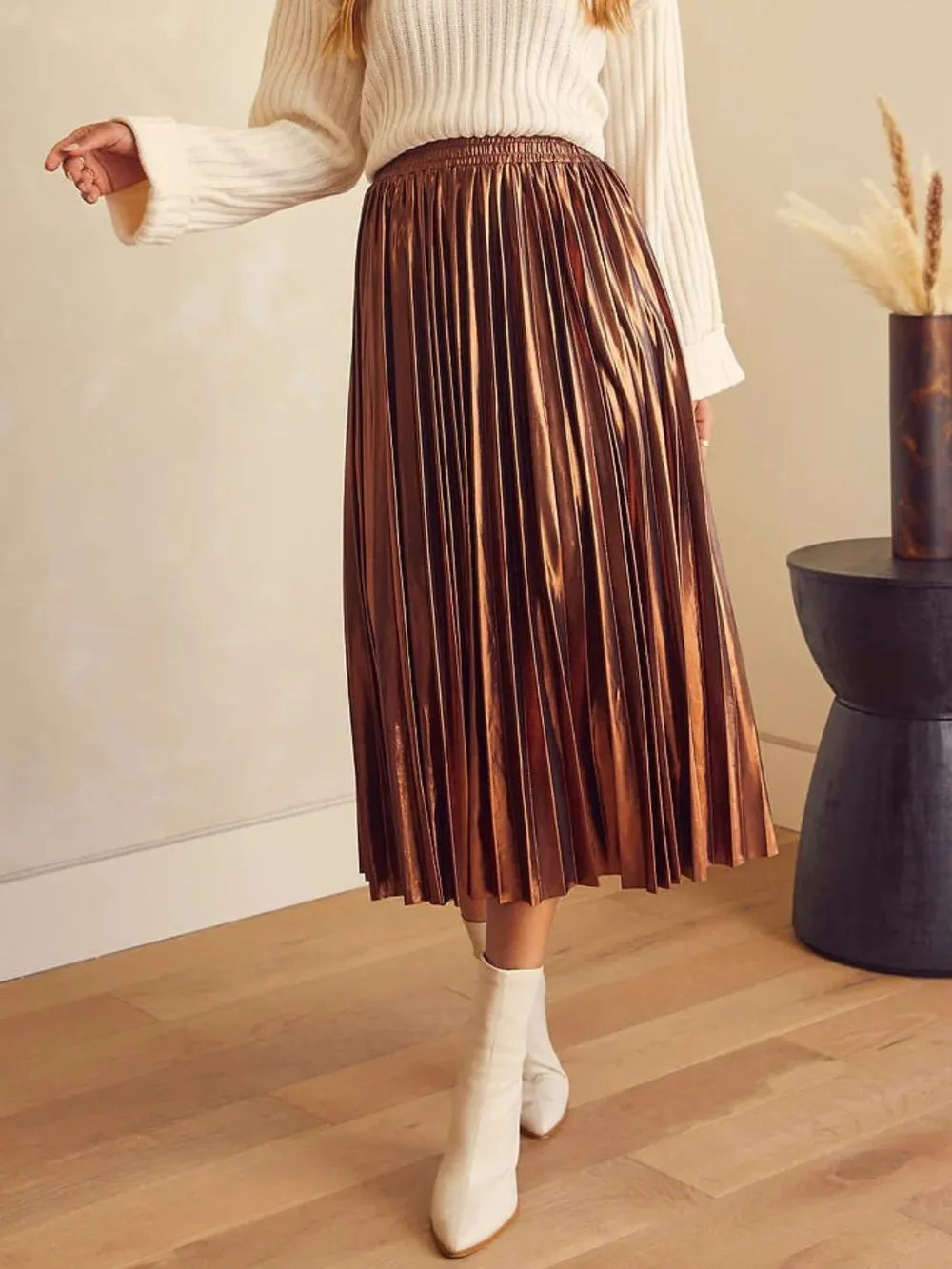 Pleated Midi Skirt - cas7m
