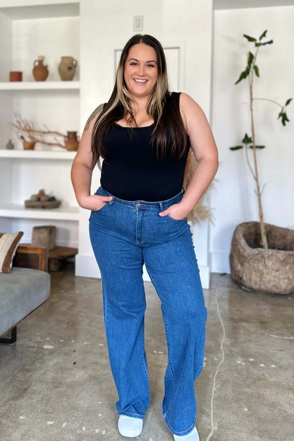 Judy Blue Full Size High Rise Straight Jeans - cas7m