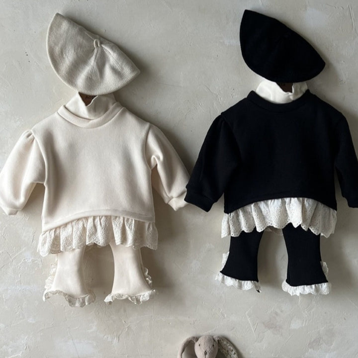Girls' Velvet Padded Bottoming Shirt Leggings Two-piece Set - cas7m