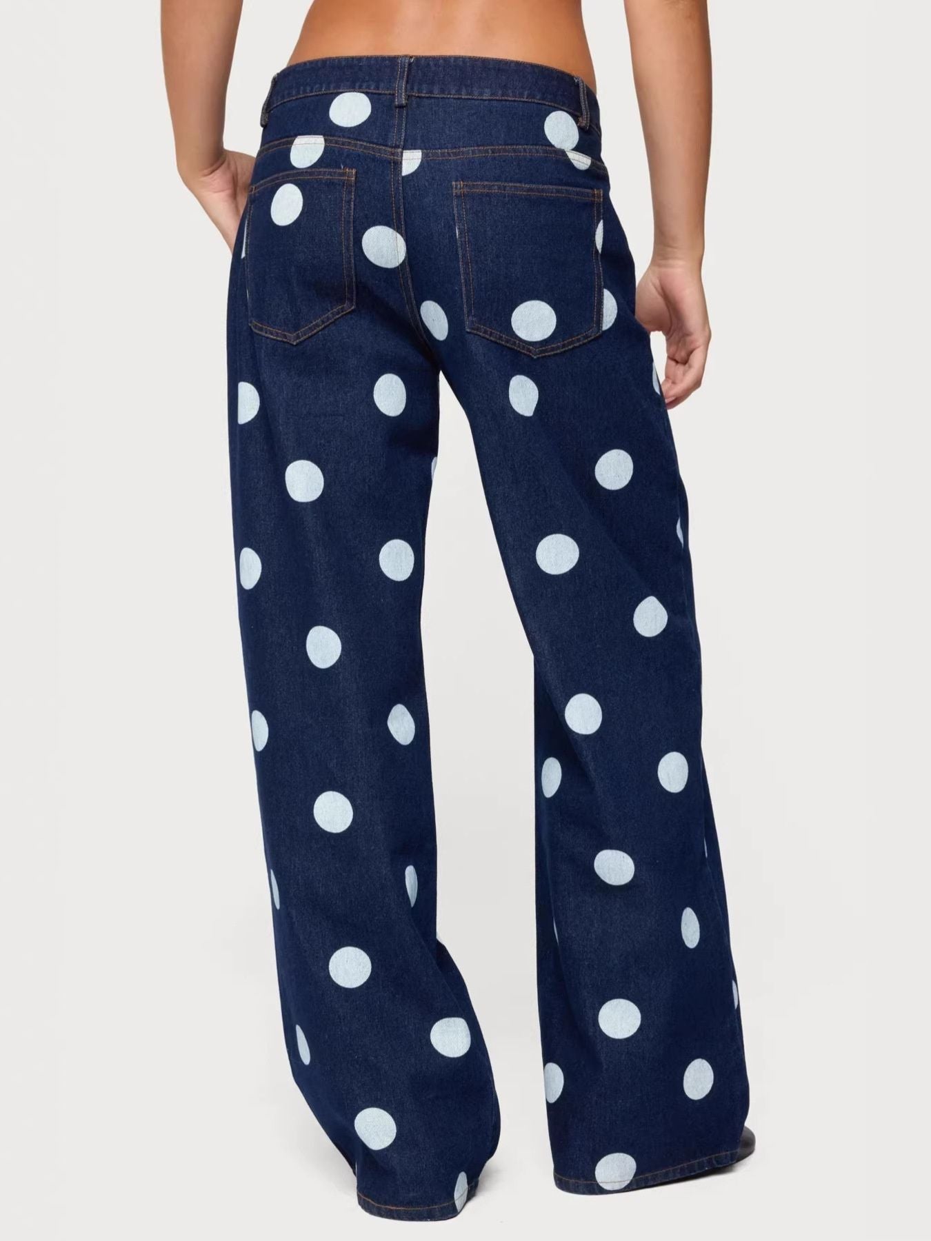 Polka Dot Wide Leg Jeans - cas7m