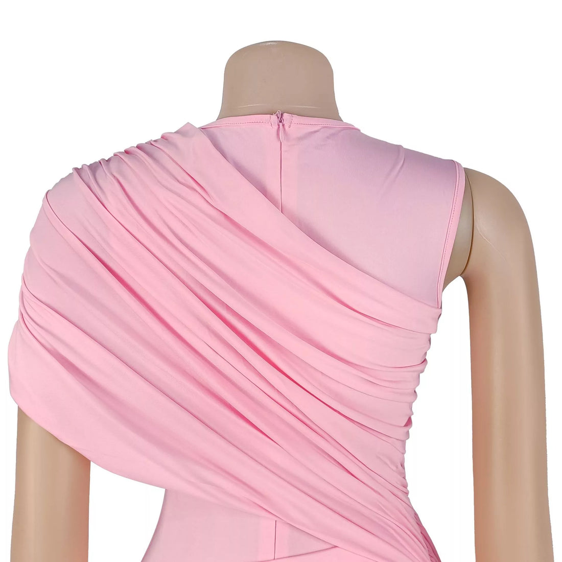 Ruched One-Shoulder Flare Leg Jumpsuit - cas7m