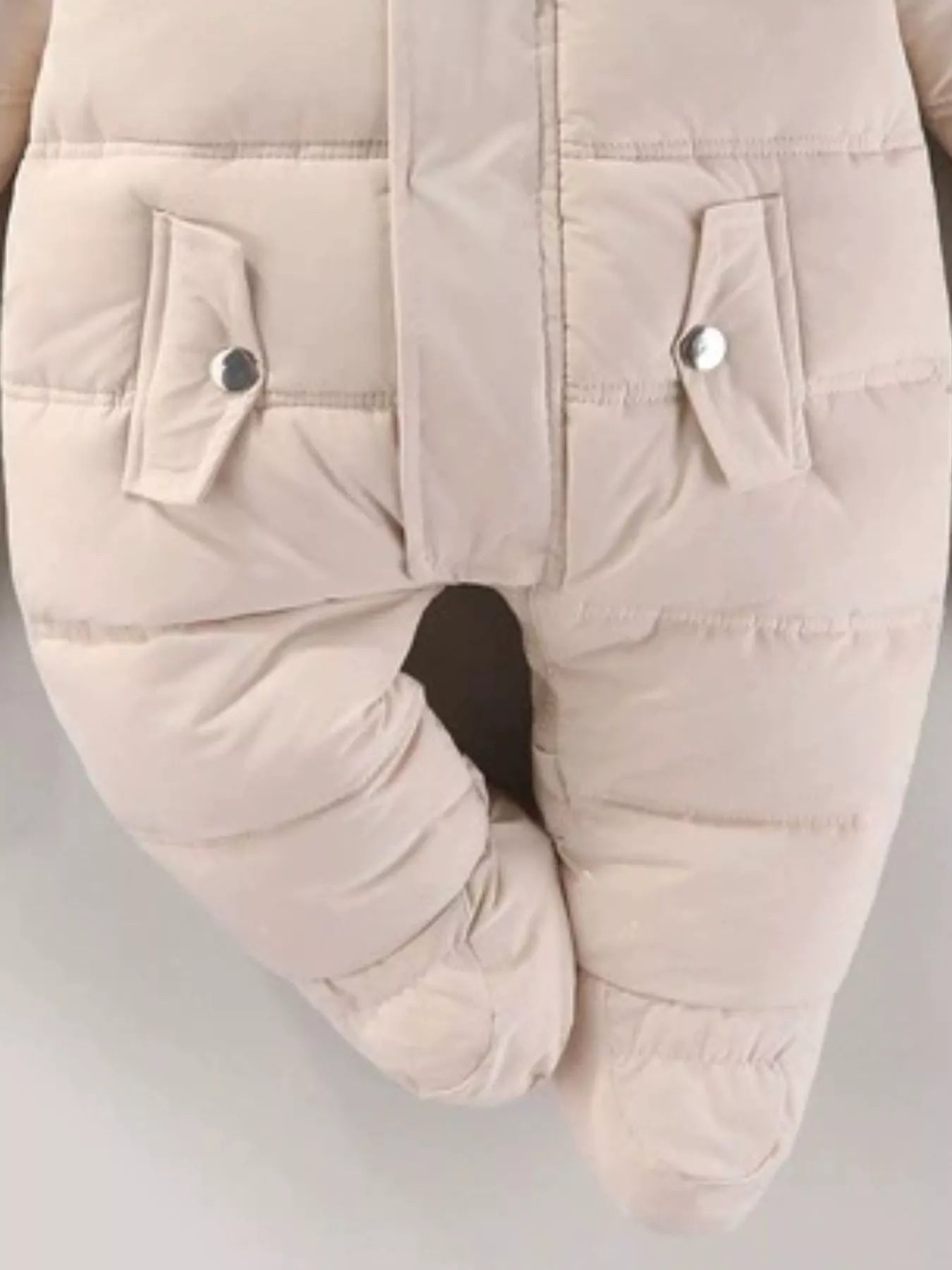 Children's Warm Padded One-Piece Snowsuit with Fur Hood - cas7m